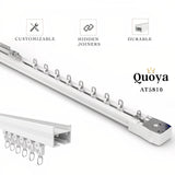 Quoya Smart Electric Curtain Track AT5810【Up to 118inches (3 metres)- Motorised and Adjustable 】, with Automated Rail Motor with App, Voice, Remote Control, Compatible with Alexa, Google and Siri